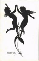 Göttl. Jugend II. Bl. 34. / Silhouette art postcard. Verlag v. B. G. Teubner s: Diefenbach (fl)