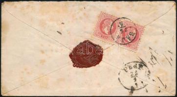 5kr PS-cover with 5kr pair additional franking on cover "BAJA" - "PEST" 5kr díjj...