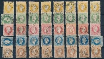 Ausztria 1867 40 db bélyeg színárnyalatokkal, szép / olvasható bélyegzések