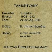 Német Birodalom/Császárság/Poroszország 1910. 3M Ag II.Vilmos T:2/3+ Tanúsítvánnyal!