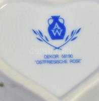 AW szív alakú ékszertartó dobozka. Kézzel festett, jelzett, hibátlan. 5x5 cm