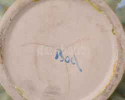 Bod Éva (1924-2004): Lapos díszváza. Mázas kerámia. Jelzett, hajszálrepedéssel az alján. d:  22 cm, ...