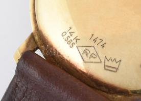 14k arany (Au) Junghans Meister automata férfi karóra. Naptár fukcióval, jelzett szerkezettel, szép ...