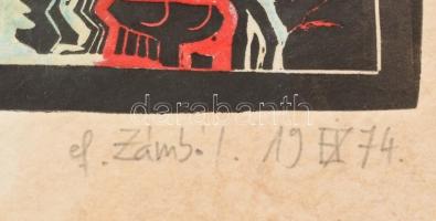 ef.Zámbó (efZámbó) István (1950-): Nyitott nő. Linó, kréta, akvarell, merített papír. Jelzett, számo...