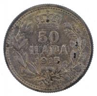 Szerbia 1915. 50p Ag "I. Péter" T:2  Serbia 1915. 50 Para Ag "Peter I" C:XF  Krause KM#24.2