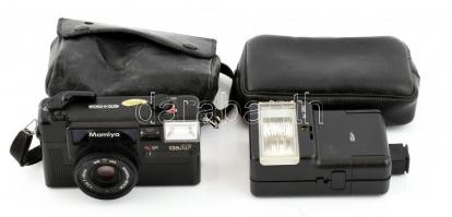 Mamiya 135EF filmes fényképezőgép, Mamiya-Sekor 38mm f/2.8 objektívvel, szép állapotban + BC260 vaku, tokkal