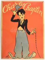 Charlie Chaplin fém tábla. Roger Cartier 30x40 cm