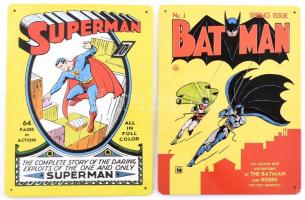 Superman és Batman festett dombor fém táblák. 20x27 cm