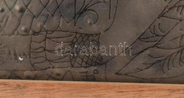 Járási Ildikó (1953-): Barátnők. Tűzzománc, fém-farost, jelzett középen lent, fa keretben, 42×32 cm