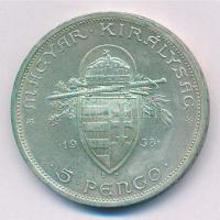 1938. 5P Ag "Szent István" T:2 patina 
Adamo P8.1