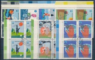 1975 Környezetvédelem I. sor négyestömbökben, különböző ívszéli színekkel (15.000)
