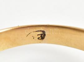 Arany  (Au) 14K gyűrű, rozetta formában türkiz kövekkel. Jelzett. 4 gt m: 56