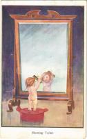 1913 Morning Toilet Children art postcard s: Colson (fa)