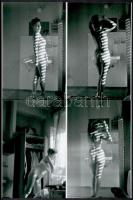 cca 1935 Szolidan erotikus felvételek, 4 db vintage NEGATÍV és az ezekről készült 4 db mai nagyítás, 36x24 mm és 15x10 cm