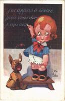 1920 Sincérité / Children art postcard, school. A. Noyer Serie No. 121. s: Little Pitche (Rb)