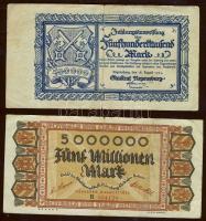 Német Birodalom/Weimari Köztársaság/ Nürnberg 5000.000M + Regensburg 500.000M T:III