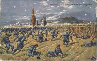 1916 Zusammenbruch eines italienischen Angriffes / WWI Austro-Hungarian K.u.K. military art postcard (EK)