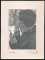 1933 Orphanidesz János (1876-1939) aláírásával jelzett vintage fotóművészeti alkotás (Nicolette), művészfólián keresztül másolva, képméret 16,5x11,5 cm, papírméret 24x18 cm
