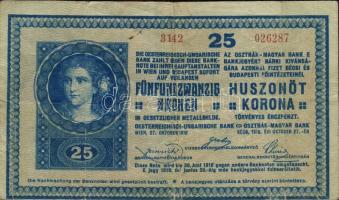 1918. 25K "sima" "3142" sorozatszámmal T:III+