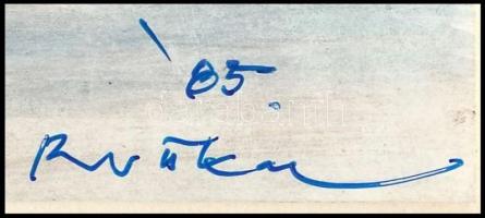 Ruttka Ferenc (1926-2019): Hóvihar. Olaj, papír, jelzett, hátoldalán autográf felirattal. Papírra ka...