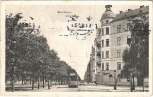 1915 Stockholm, Vallhallavägen / street view, tram (EB)
