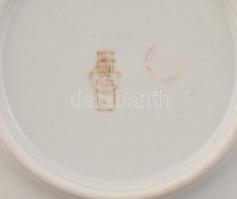 Zsolnay 6 személyes virágmintás, arany színű szegélyű porcelán kávés készlet, kiöntővel, cukortartóv...