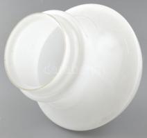 Régi, egyedi formájú nagyméretű tejüveg lámpabúra, csorbával, kis kopással. d: 24 cm, m: 25 cm