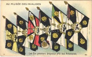 Les Six premiers drapeaux pris aux Allemands. Au Musée des Invalides / WWI French military, the first six flags taken from the Germans