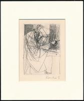 Kondor Béla (1931-1972): Csapás. Rézkarc, papír, utólagos jelzéssel, paszpartuban, 11×8 cm