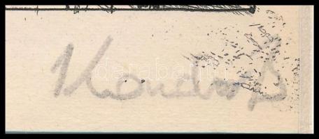 Kondor Béla (1931-1972): Ágyban. Rézkarc, papír, utólagos jelzéssel, paszpartuban, 15×8 cm