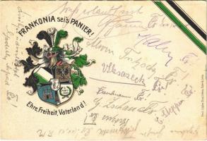 1922 Frankonia seis Panier! Ehre, Freiheit, Vaterland! Freie Burschenschaft Frankonia / German student fraternity, coat of arms, Studentica. Emil Lüdke litho (EK)
