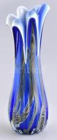 Muránoi kék váza. Anyagában színezett, csiszolt, hibátlan. 39 cm