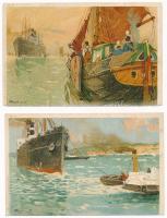 13 db RÉGI motívum képeslap: Red Star Line litho hajók / 13 pre-1945 motive postcards: Red Star Line...