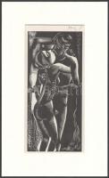 Molnár C. Pál (1894-1981): Csók, fametszet, papír, utólagos jelzéssel, paszpartuban, 21×9,5 cm