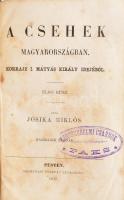 Jósika Miklós: A csehek Magyarországon. I-II. rész. Korrajz I. Mátyás király idejében. Pest, 1857, Heckenast Gusztáv, 196+204+155 p. Harmadik kiadás. Átkötött egészvászon-kötés, kopott borítóval, foltos lapokkal. b