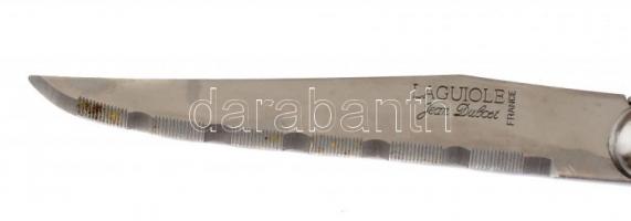 Laguiole francia kolbász vágó készlet: vágo és tartó doboz, kolbászkés. Jelzett, doboz mérete 34 cm