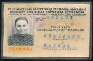 1967 Jugoszláv Szocilista Szövetségi Köztársaság fényképes személyazonossági igazolvány szerb-magyar nyelven