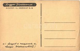 "Takaros" Tervezte: Tüdős Klára. Magyar Divatcsarnok reklámlapja. "Magyart a magyarna...