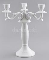 Hollóházi porcelán gyertyatartó három ágú, fehér mázas, jelzés nélkül, hibátlan m: 30 cm