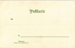 Februar. "Monatsgrüsse" Druck u. Verlag v. M. Seeger. Art Nouveau, litho s: T. Guggenberge...