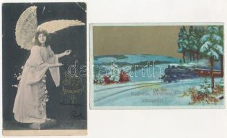 45 db régi karácsonyi üdvözlőlap, főleg 1910-es évek