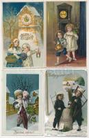 12 db régi újévi üdvözlőlap, főleg 1910-es évek