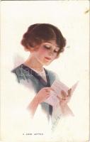 "A love letter" Lady art postcard. The Carlton Publishing Co. Series No. 689/1. artist signed