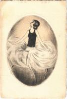1928 Ballerina. Lady art postcard (EK)
