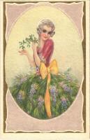 Italian lady art postcard. Degami 3098.