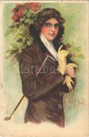1923 Lady art postcard. H. Import Nr. 336. s: Frank H. Desch (EK)