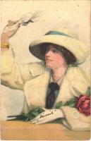 1916 Lady art postcard (EB)