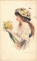 1913 Lady art postcard. The Gibson Co. artist signed