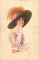 1913 Lady art postcard. The Gibson Co. artist signed (fl)