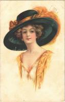 1914 Lady art postcard. litho (EK)